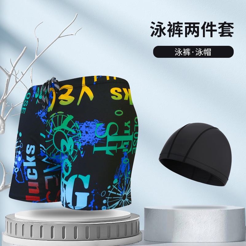 Picture of Explosions swimming trunks adult men's plus size anti-embarrassment boxer men's printing beach hot spring swimming trunks factory wholesale
