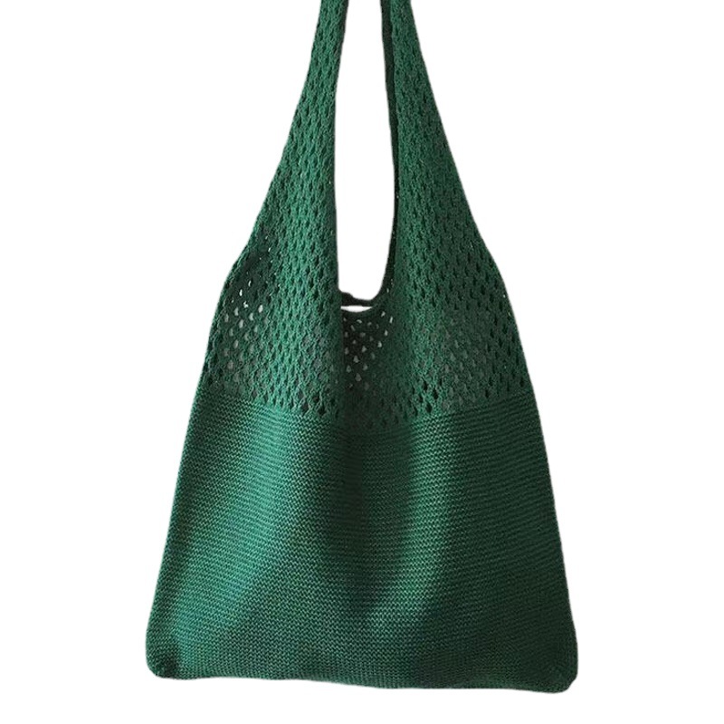 Cute Knitted Bags 2024 Fashion Hollow Handbags Fashionable and Easiest for Match Shoulder Bags Large Capacity Tote Bags Cross-Border