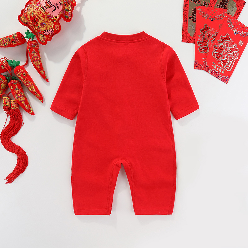 Picture of Baby one-piece romper autumn clothes baby boy 100 days clothes spring and summer newborn one month old one year old dress national style