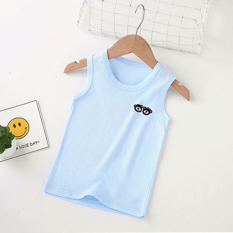 Picture of Summer Children's loose casual I-shaped round neck vest boys and girls solid color cotton vest sleeveless undershirt bottoming top