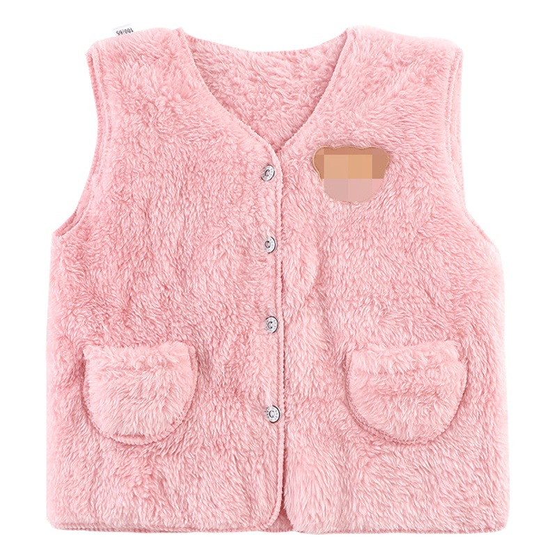 Children's vest spring and autumn double-sided coral fleece men and women baby fleece-lined vest Korean style waistcoat flannel baby vest