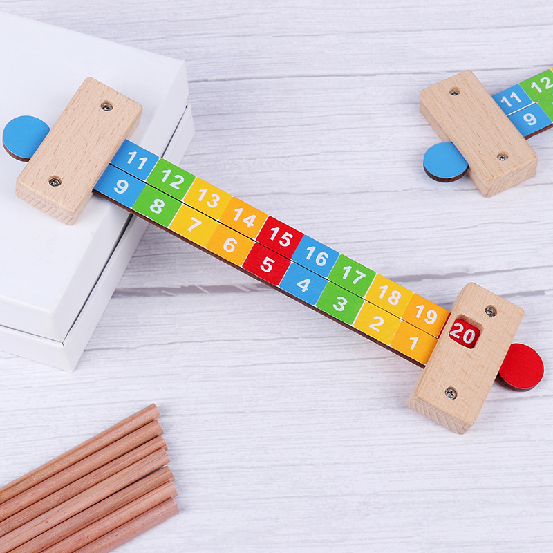 Picture of ohye Digital Teaching Aids Beech Wood Five-gear Arithmetic Rack Wooden Colorful Mathematical Arithmetic Computing Rack Puzzle Building Blocks Toy