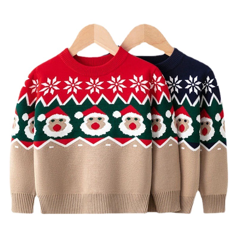 2023 Europe and the United States new children's Christmas sweater children's clothing girls boys autumn and winter cartoon pullover sweater
