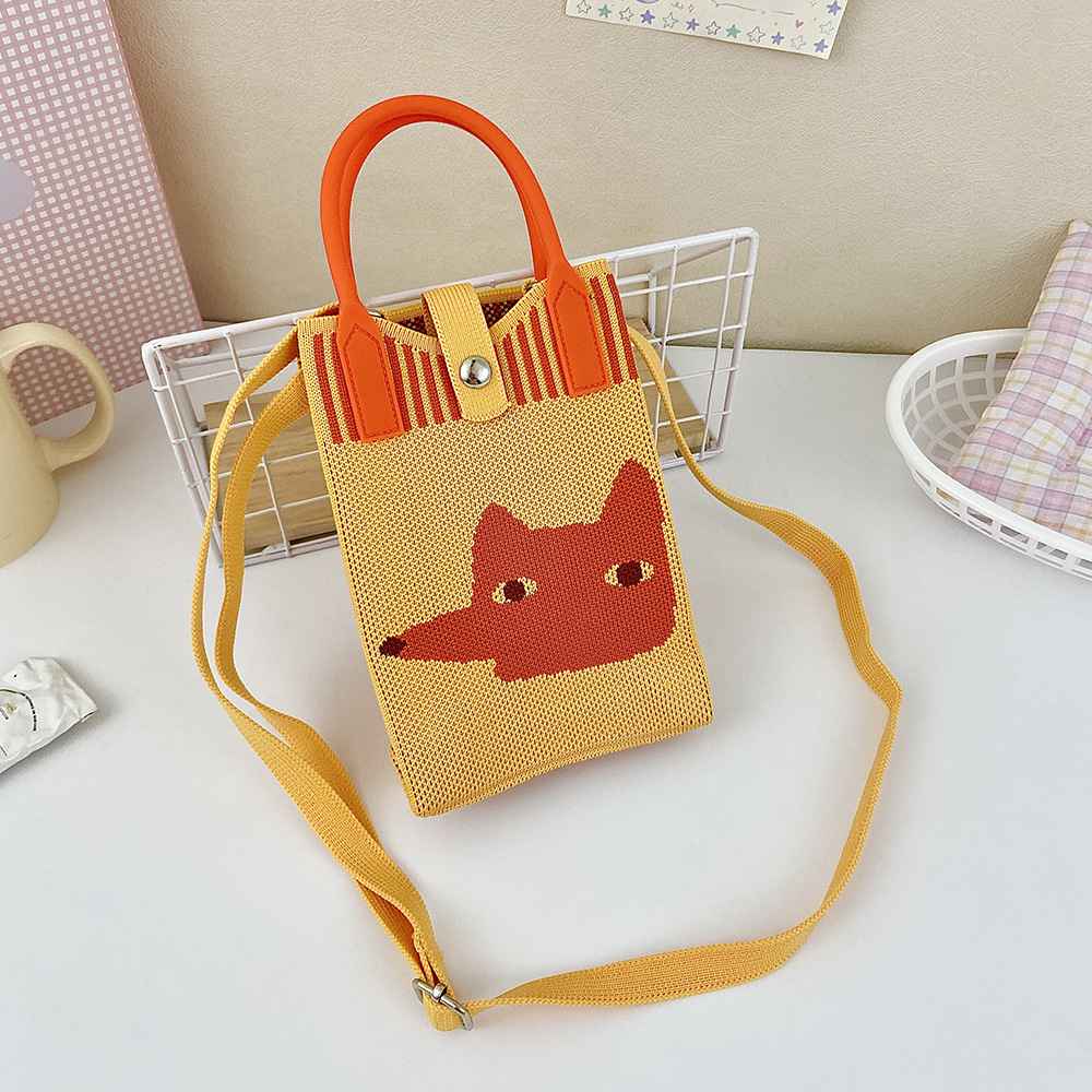 Picture of Shoulder Crossbody Mobile Phone Bag Cute Knitted Hand Bag Cartoon Large Capacity All-match Coin Purse Handbag Wholesale