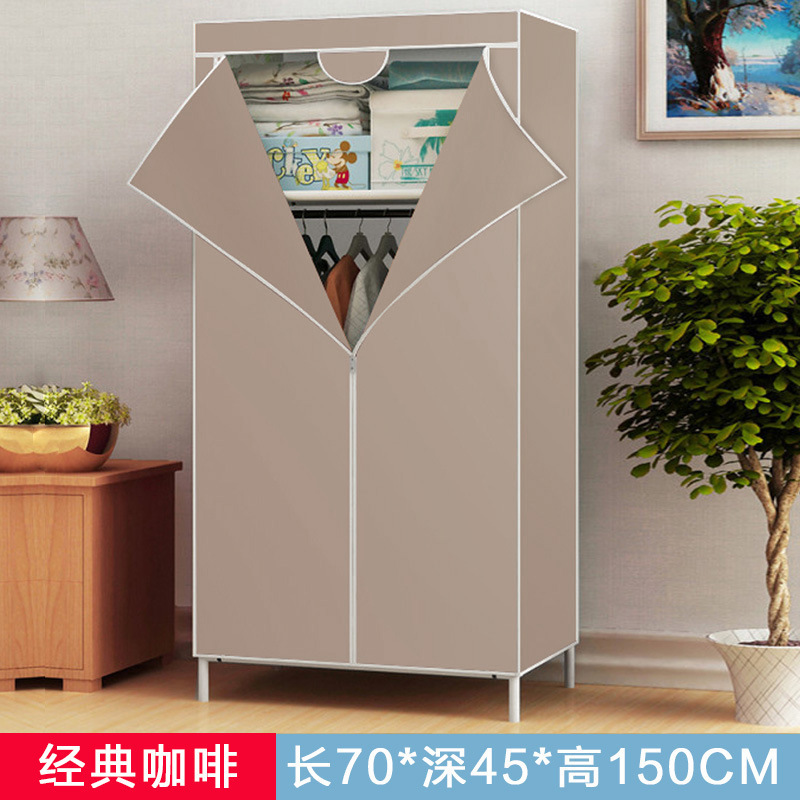 Picture of Ya Ruifan Reinforced Simple Cloth Wardrobe Storage Closet Dustproof Wardrobe Dormitory Steel Frame Reinforced Simple Modern Combination