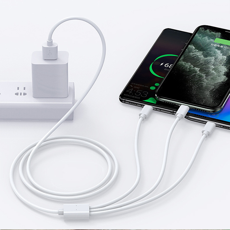 Picture of Fast Charging Three-In-One Charger One-To-Three Data Cable Multi-Port Charging Cable Android Suitable for Apple Original Type-C