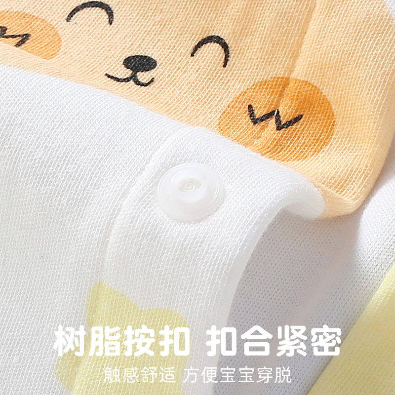 Picture of Spring and Autumn Pure Cotton Long-Sleeved One-Piece Harness 3-24 Months Baby Cute Cartoon Open Button Boneless Sewn Covered Romper Suit