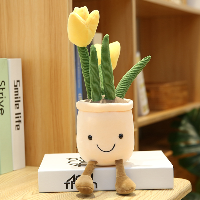 Picture of Mushroom Fleshy Tulip Green Plant Potted Plant Ornaments Cloth Doll Amazon Plush Toy Doll Cross Border Doll