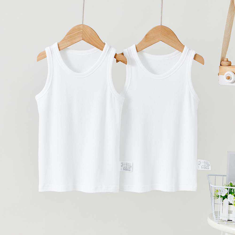 Picture of Children's Vest 2 Pack Pure White No Fluorescent Japanese Baby Boys and Girls 100 Cotton Mesh Sleeveless Summer Thin Base