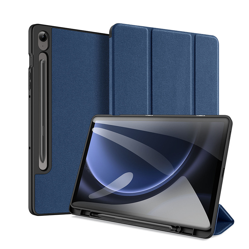 Picture of For Samsung Tab S9FE Flat Protective Cover with Pen Slot Flip Three-fold Anti-drop Protective Shell Cloth Pattern Leather Cover