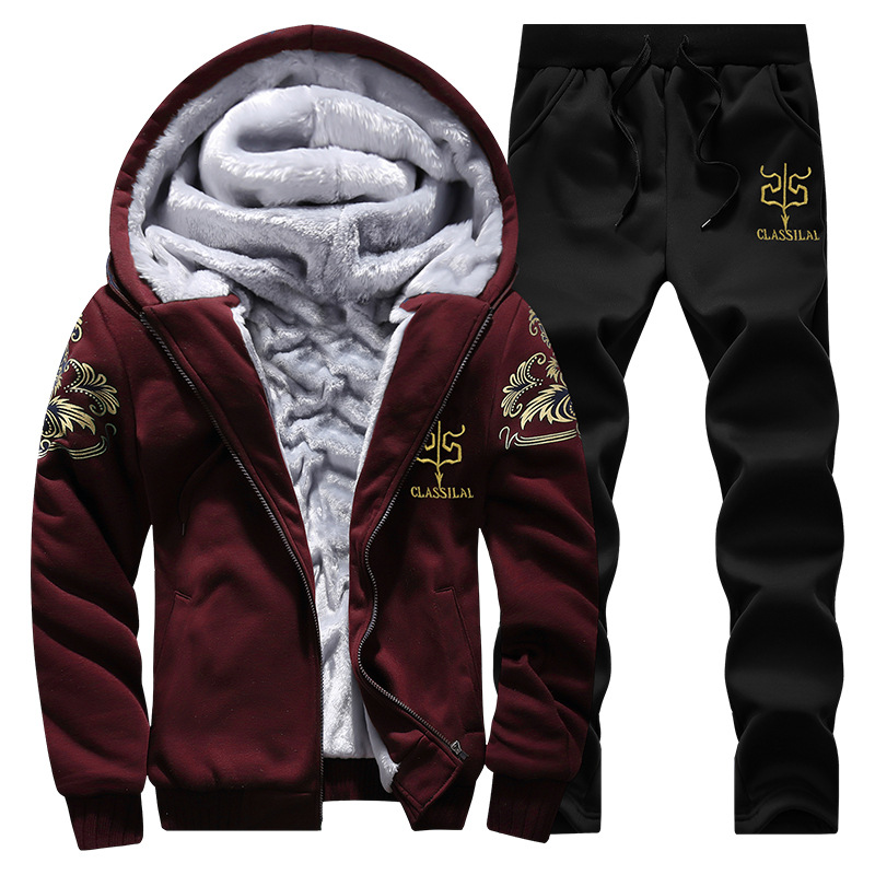 Picture of Cross-border Men's Casual suit Men's Autumn and Winter fleece-lined Warm Cotton Clothes Youth Training Sportswear Baseball Clothes