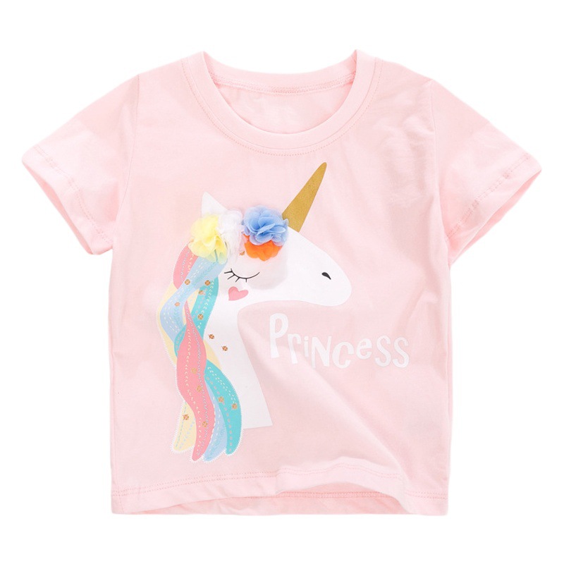 Little Maven Girls T-Shirt European and American Kidsren's Clothing Summer New Kidsren's T-Shirt Cotton Short-Sleeved Kidsren's Clothing Kidsren's T-Shirt