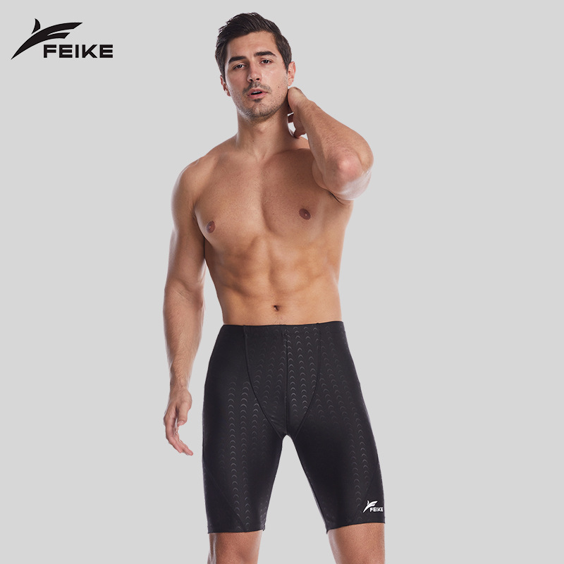 Feike new high-end men's imitation shark skin swimming trunks waterproof quick-drying men's fashion long swimming trunks wholesale
