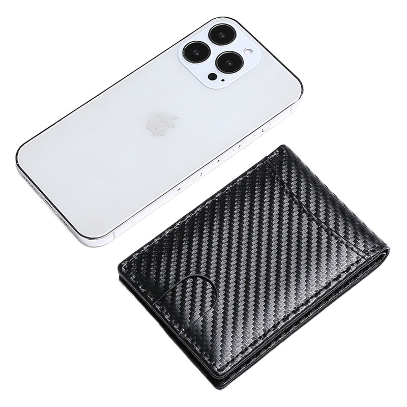 Cross-border Leather Carbon Fiber Gold Clip Airtag Tracking Locator Men's Wallet Ultra-thin Compact Anti-magnetic Wallet