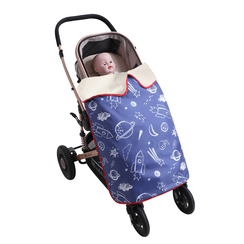 Picture of Autumn and Winter Baby Stroller Windshield Cover Blanket Strap Waist Stool Weatherproof Baby Blanket Thickened Warm Fleece