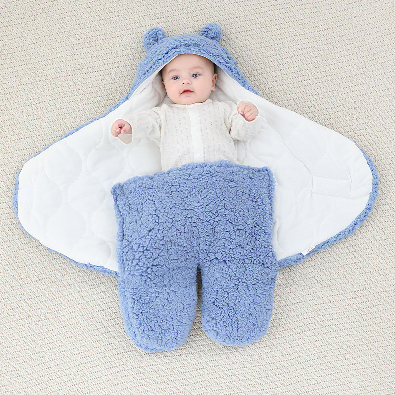 Picture of Baby Sleeping Bag Baby Going Out in Winter Swaddling Newborn Split Swaddling with Velvet Warm Cushion