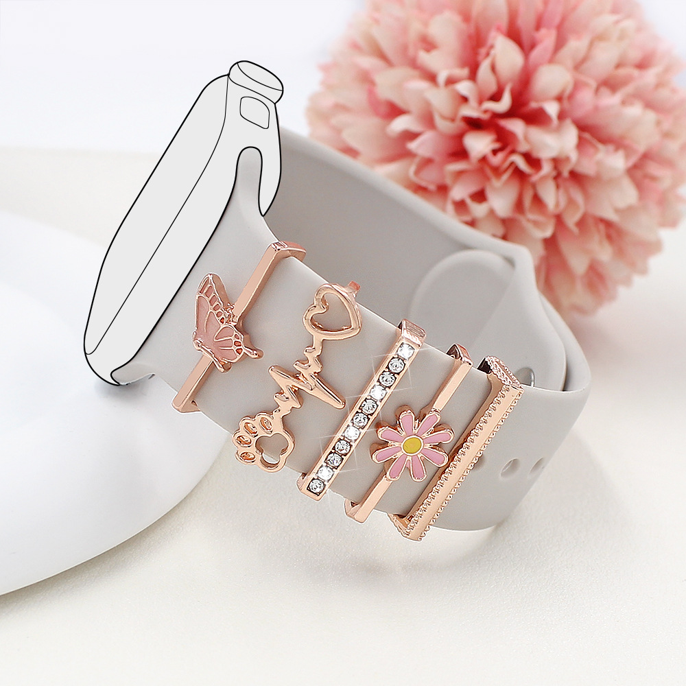 Picture of Suitable for Apple Watch Decorative Ring Apple watch Smart Silicone Strap Diamond Butterfly Star Decoration