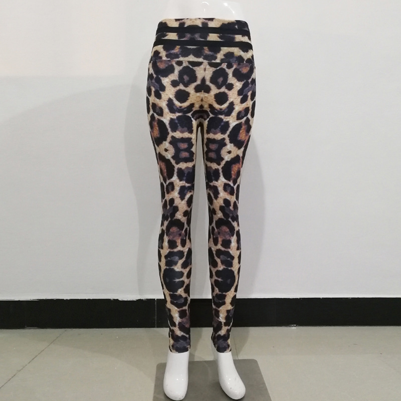 Picture of Spot New Leopard Print Yoga Pants for Women High Waist Hip Lifting Running Tight Elastic Small Feet Sports Fitness Pants