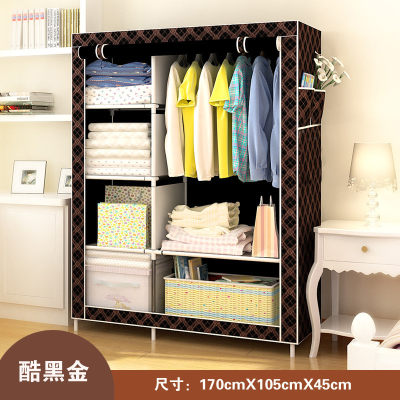 Picture of Ya Ruifan Reinforced Simple Cloth Wardrobe Storage Closet Dustproof Wardrobe Dormitory Steel Frame Reinforced Simple Modern Combination