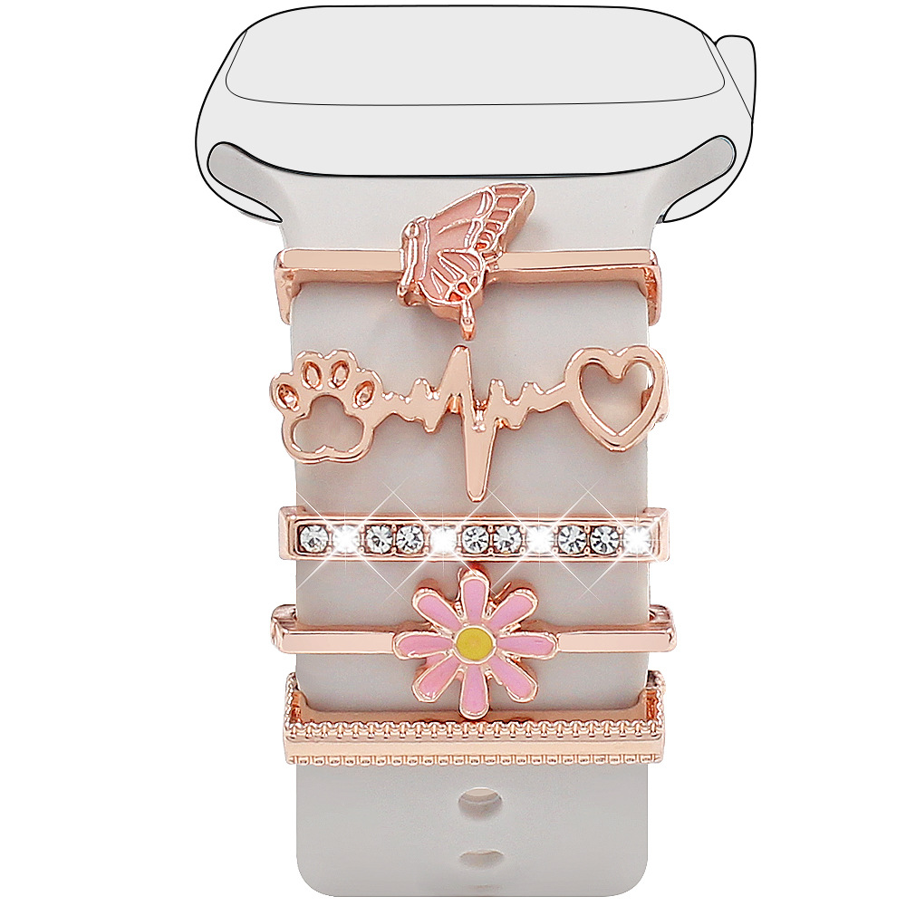 Picture of Suitable for Apple Watch Decorative Ring Apple watch Smart Silicone Strap Diamond Butterfly Star Decoration