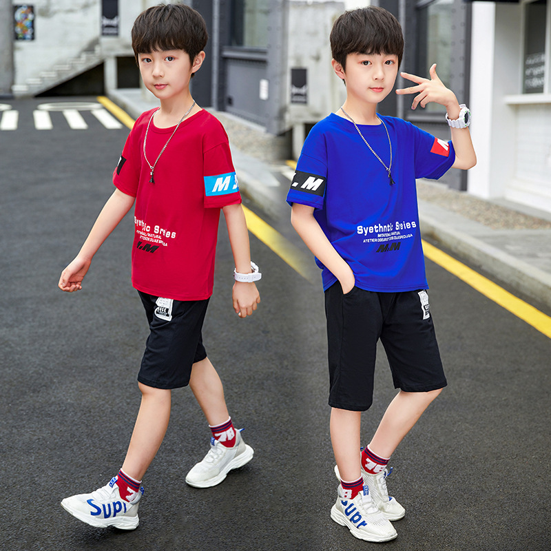 Picture of Children's Clothing Boys' 2025 New Suit Summer Kidsren's Sports and Leisure Wear Medium and Large Kidsren's Short-Sleeved Two-Piece Set Korean Style Trendy