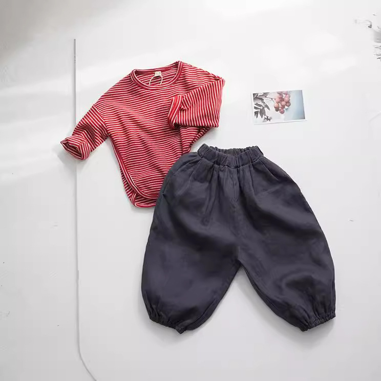 Picture of Forest Map Kidsren's Clothing Kidsren's Pants Spring Boys' Bloomers Korean Style Cotton and Linen Pure Color Loose Girls' Pants