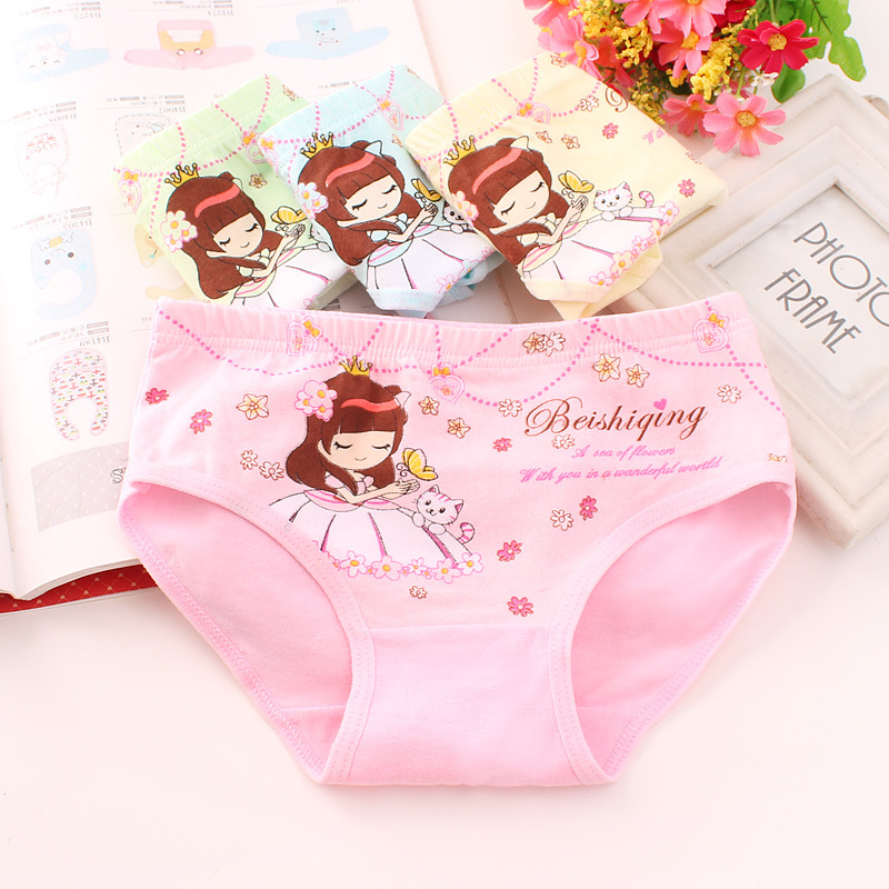 Picture of Bang Beiku Children's Girls Underwear Fine Shuttle Cotton Cartoon Boxers Children's Large Children's Little Girls' Underwear