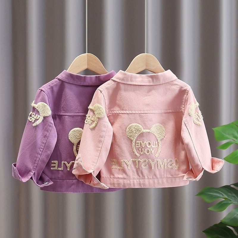 Picture of Girls' Denim Jacket, Korean Style, Three-Dimensional Velvet Patch Cardigan Jacket, Ready for Sale, Cute One Piece
