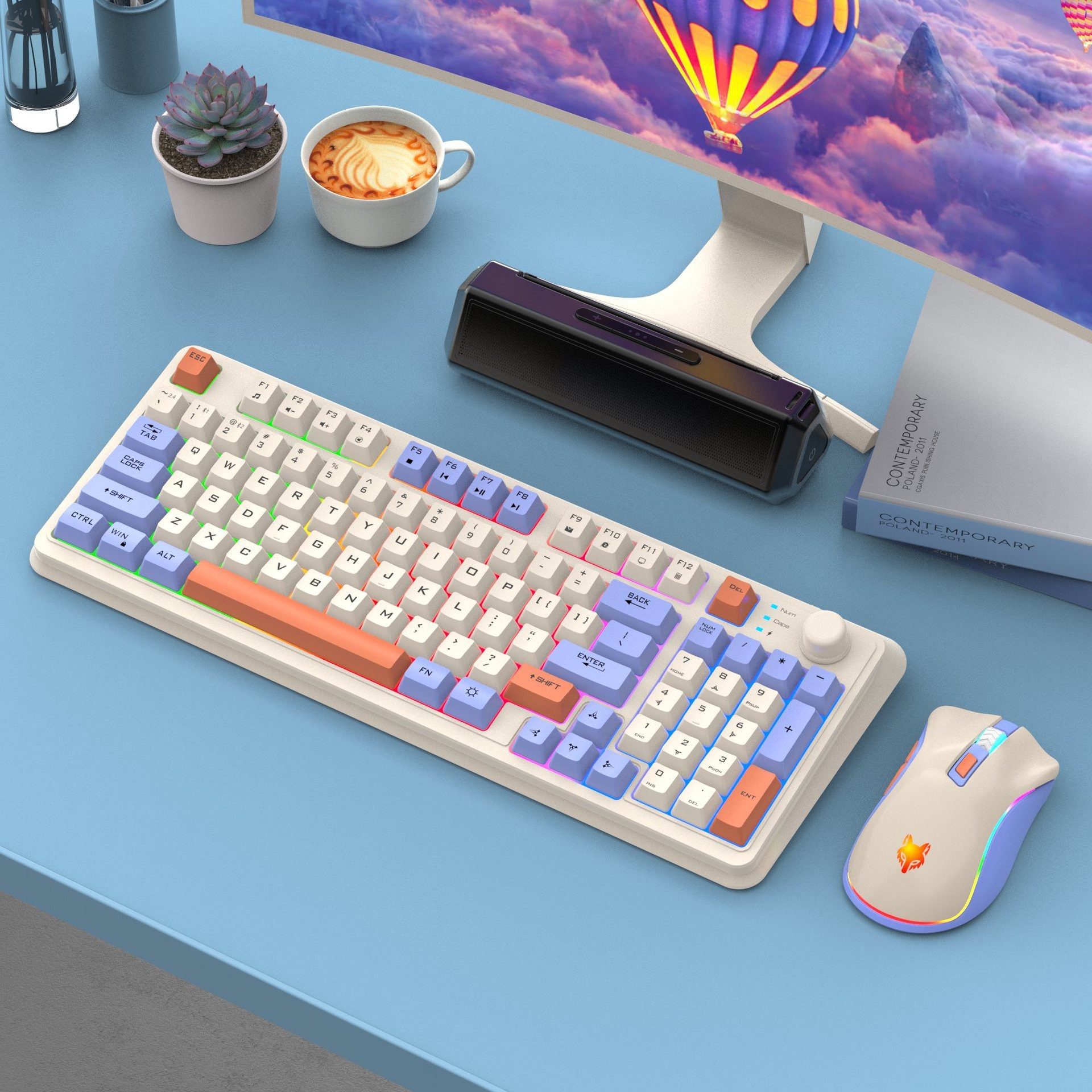 Picture of Hyun Silver Fox K94 Bluetooth Wireless Keyboard Dual Mode Mechanical Feel Computer Laptop Game Office Charging Keyboard