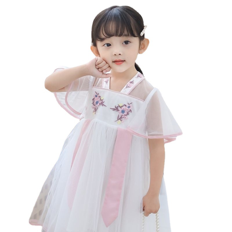 Picture of Girls Han Dynasty Dress Children's Ancient Style Flying Sleeve Mesh Skirt Baby Princess Dress Summer Dress Fashionable 2024 Summer