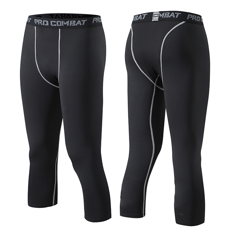 Picture of Men's Fitness sports tights basketball cropped leggings quick-drying breathable high elastic training bodybuilding running pants