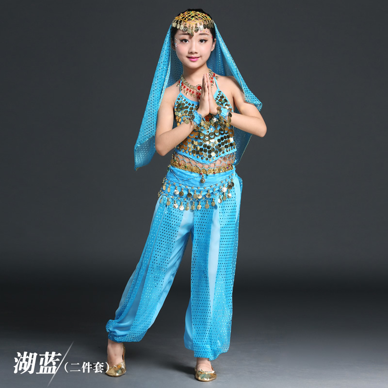 Picture of Children's Ring Bra Highlights Pants Children's Belly Dance suit Children's Indian Dance Performance Costume Performance suit