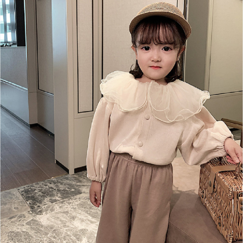 Picture of Girls' Outwear Mesh Lotus Leaf Collar Doll Top Cardigan 25 Autumn New Export Children's Clothing Dropshipping 3-8 Years Old