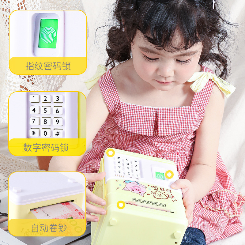 Picture of Internet red creative children's piggy bank large-capacity fingerprint password piggy bank can only enter and not fall-proof