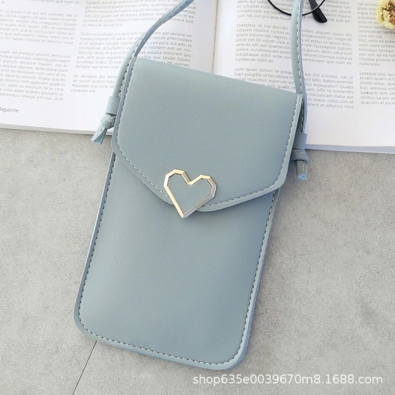 Picture of New Style Simple Mini Crossbody Women's Bag Love Waterproof Buckle Coin Purse Transparent PVC Touch Screen Mobile Phone Bag