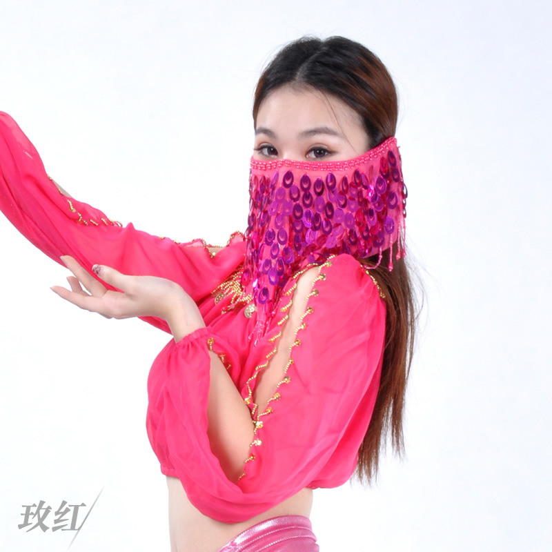 Picture of Belly Dance Veil Sequins Indian Dance Costume Accessories Belly Dance Performance Props Multicolor Female Phoenix Tail Veil