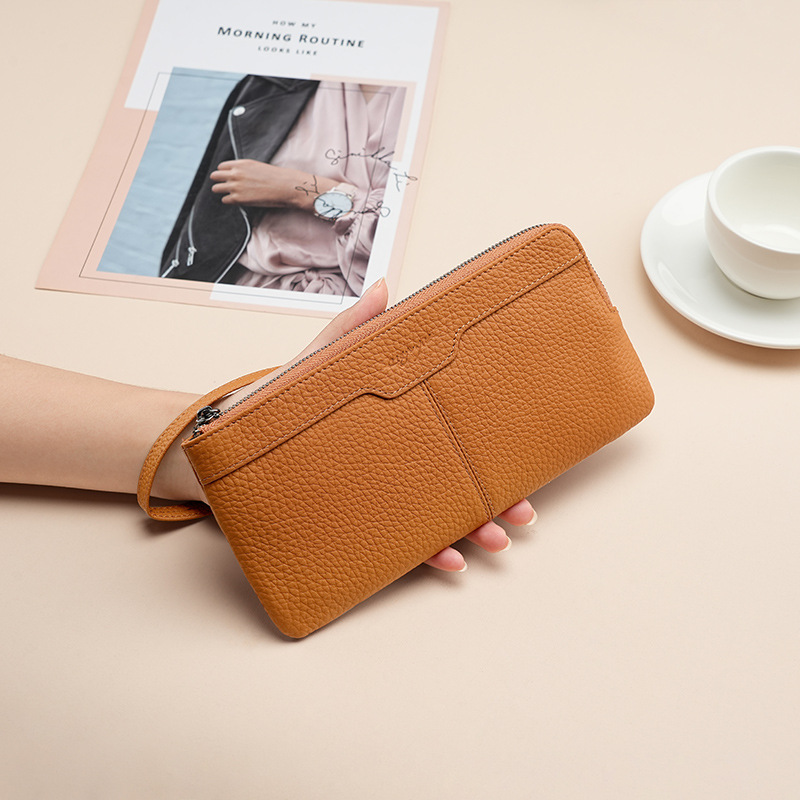 Picture of Tiktok Popular Top-Layer Cowhide Clutch Fashion Trendy Card Holder Phone Bag Genuine Leather Multifunctional Long Wallet