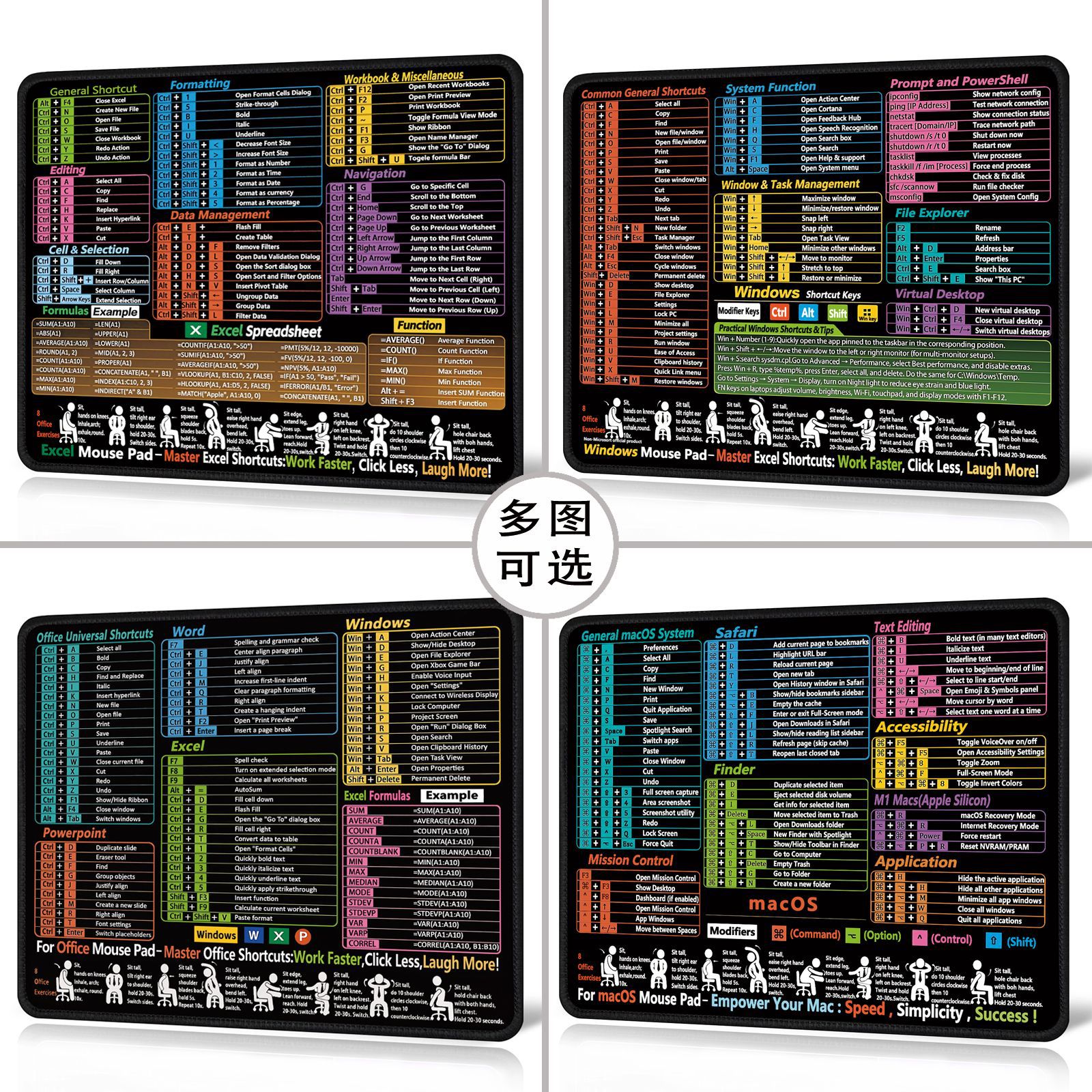 Picture of Excel English Shortcut Keys Cross-Border Mouse Pad Customized Ip Office Large Computer Notebook Special Small Table Pad