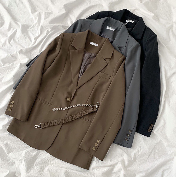Children's suit Spring and Autumn new women's twill cotton waist-tight suit jacket long-sleeved jacket small suit belt delivery