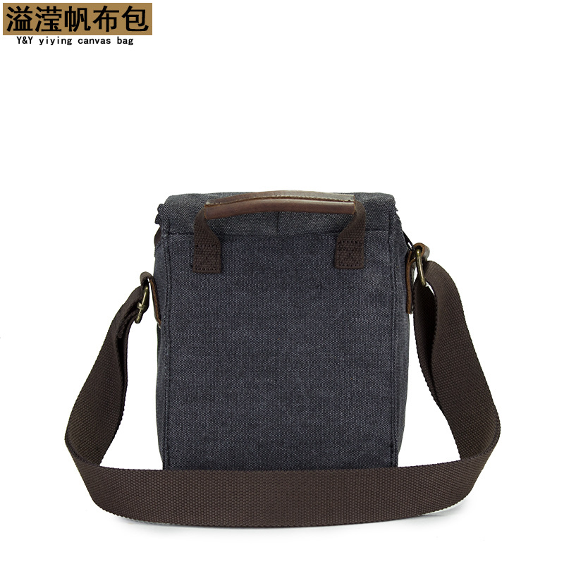 Picture of Canvas Collocation Crazy Horse Leather Camera Bag Crossbody Camera Case Micro-single Multi-functional Foreign Trade Retro Camera Bag