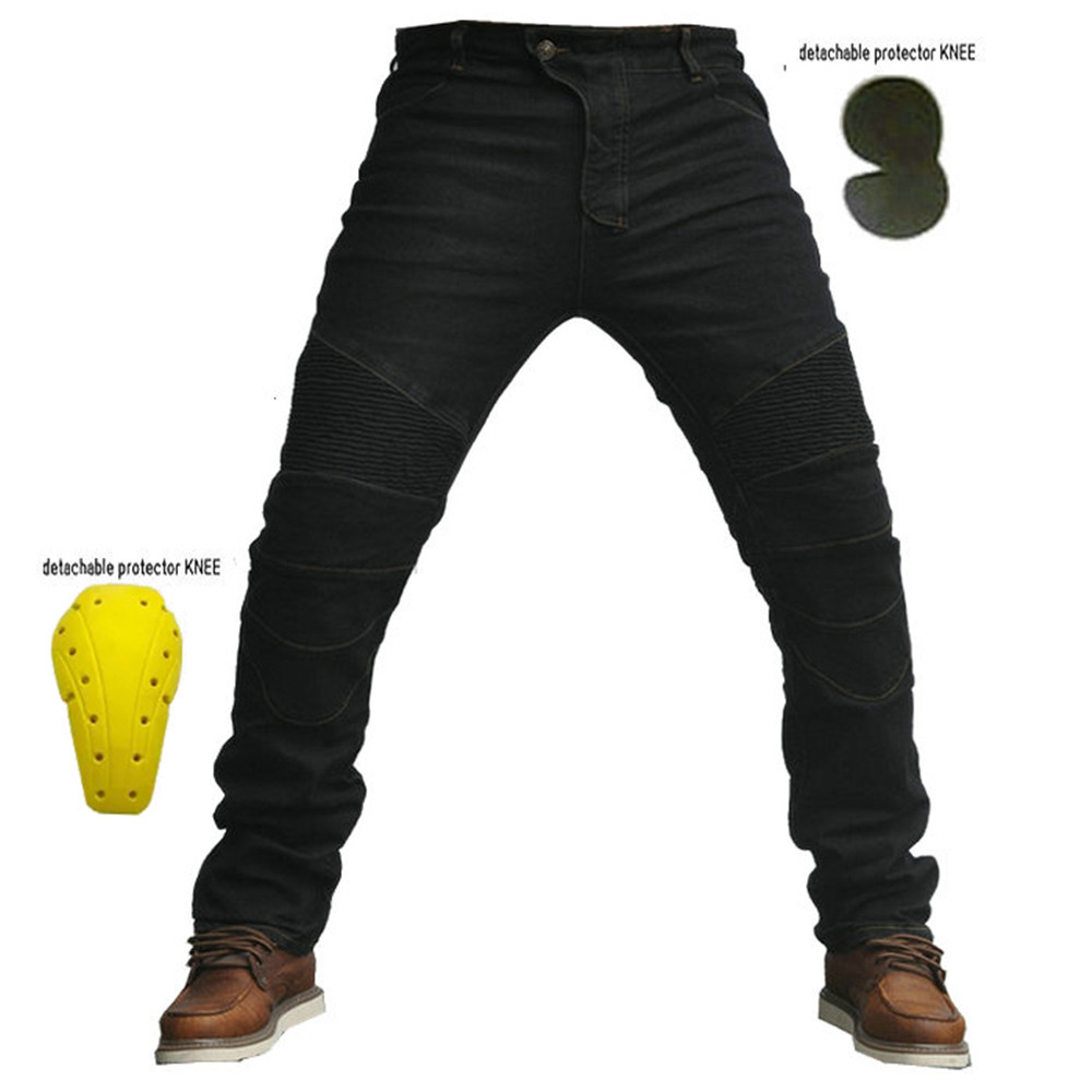 Motorcycle Riding Pants Denim Racing Pants Straight Slim-Fit Elastic Belt Protector Men's and Women's Off-Road Rider Anti-fall Pants