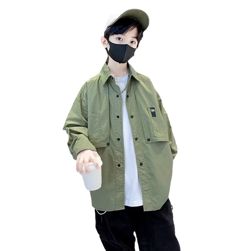 Picture of Boys' Shirts 2024 New Spring and Autum Clothes Handsome Medium and Large Kidsren's Boys Autum Shirts Autum Tops and Jackets Trendy