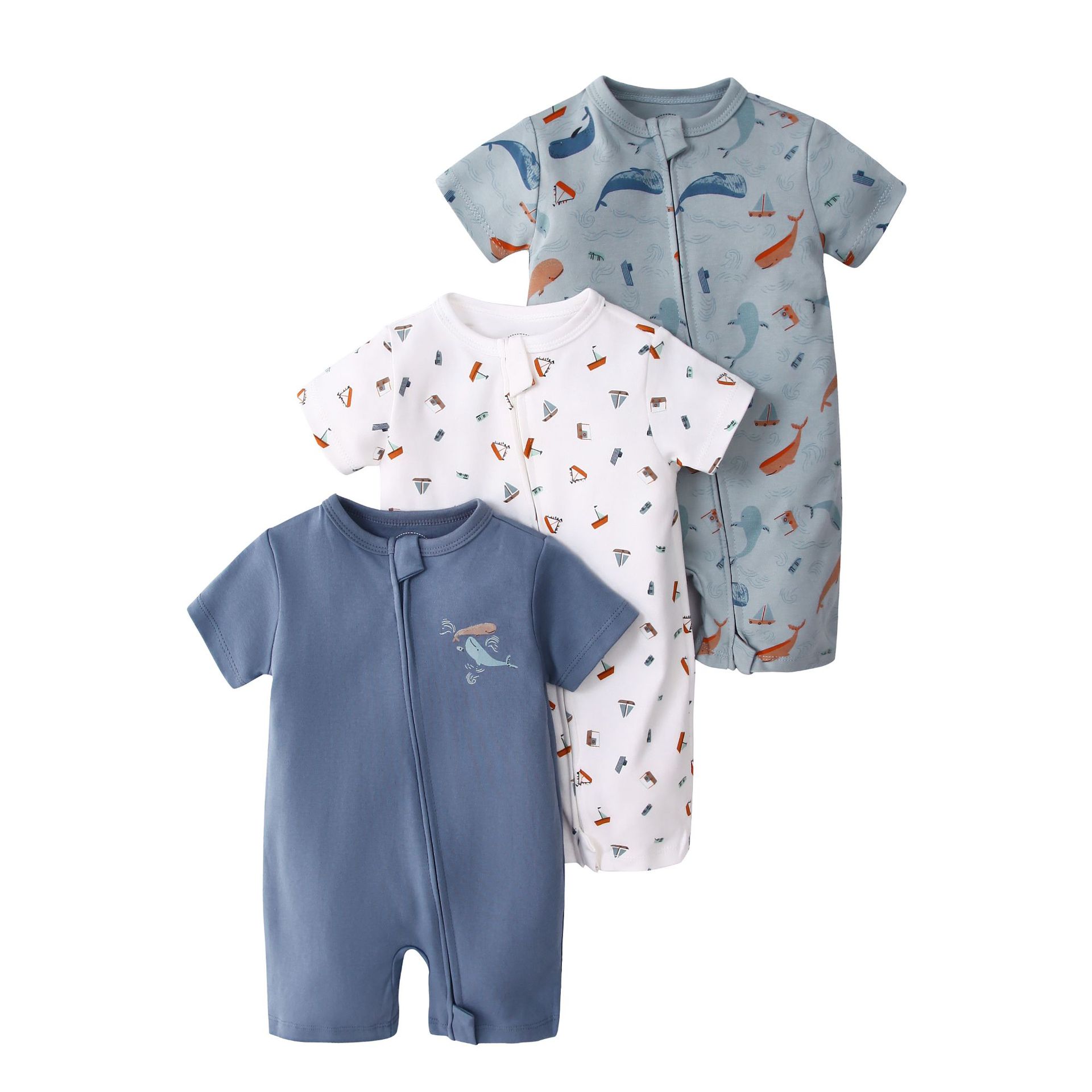 Picture of Foreign trade children's clothing summer baby jumpsuit short sleeve double zipper climbing clothing newborn baby gift box for cross-border