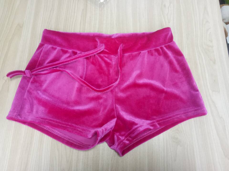 Picture of 2025Wish Aliexpress Gold Velvet Flannel Elastic Lace Pleated Sports Shorts in Stock