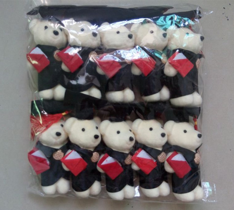 Picture of Wholesale send students Dr. bear male and female height 14cm all handmade graduation bear bag bouquet cartoon baby bear