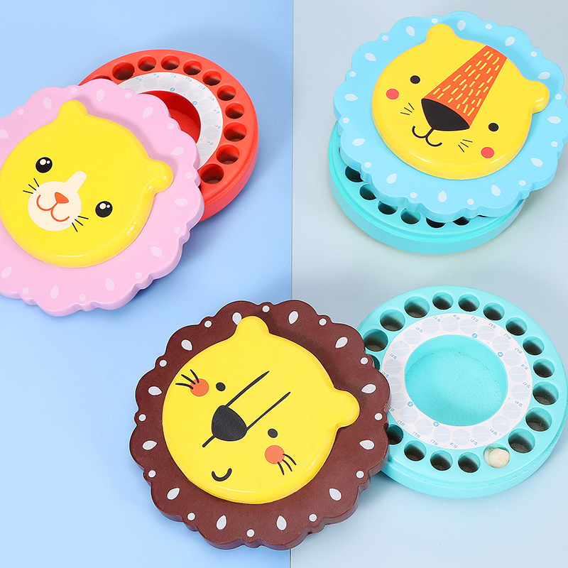 Picture of Wooden Children's Deciduous Teeth Box 1-3-5 Years Old and a Half Baby's Fairy Hair Deciduous Teeth Storage Box One Year Old Memorial Umbilical Cord Collection Box