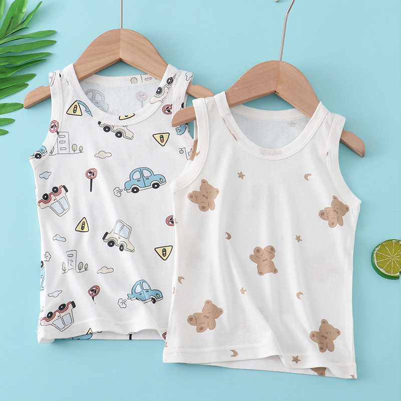 Picture of JX Children's Vest Boys' Slub Cotton Inner Wear Girls' Baby Summer Thin Children's Base Shirt Sling Vest Trendy