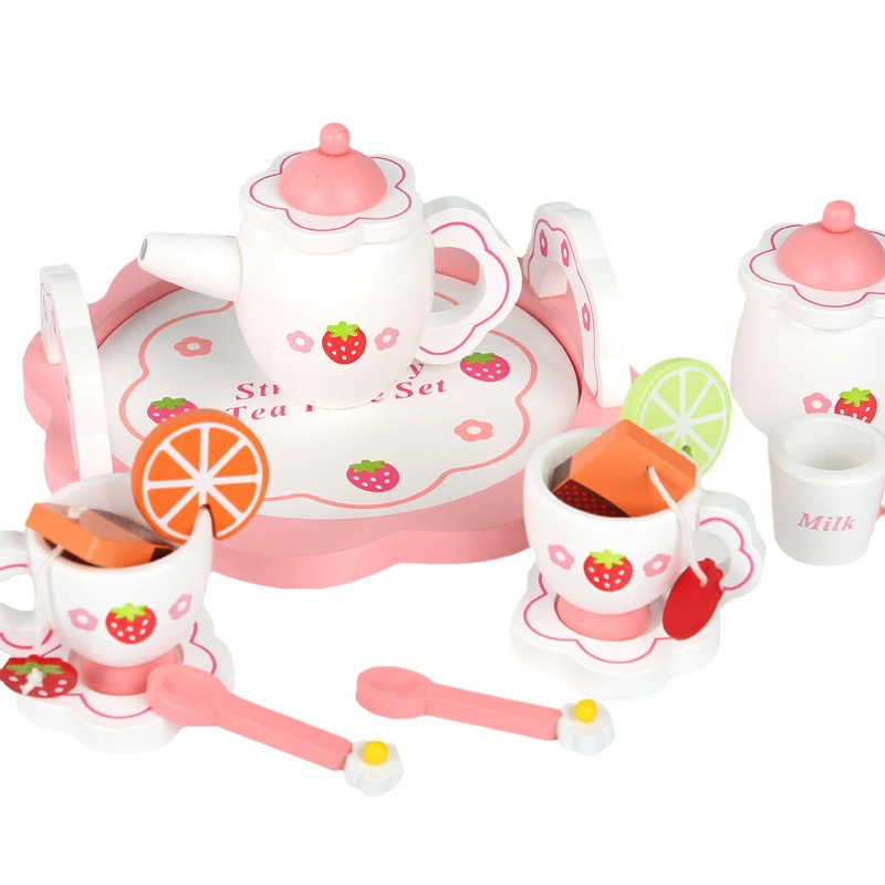 Picture of Children's kitchenware toy girl suit gift lemon white afternoon tea set simulation play house kitchen tableware