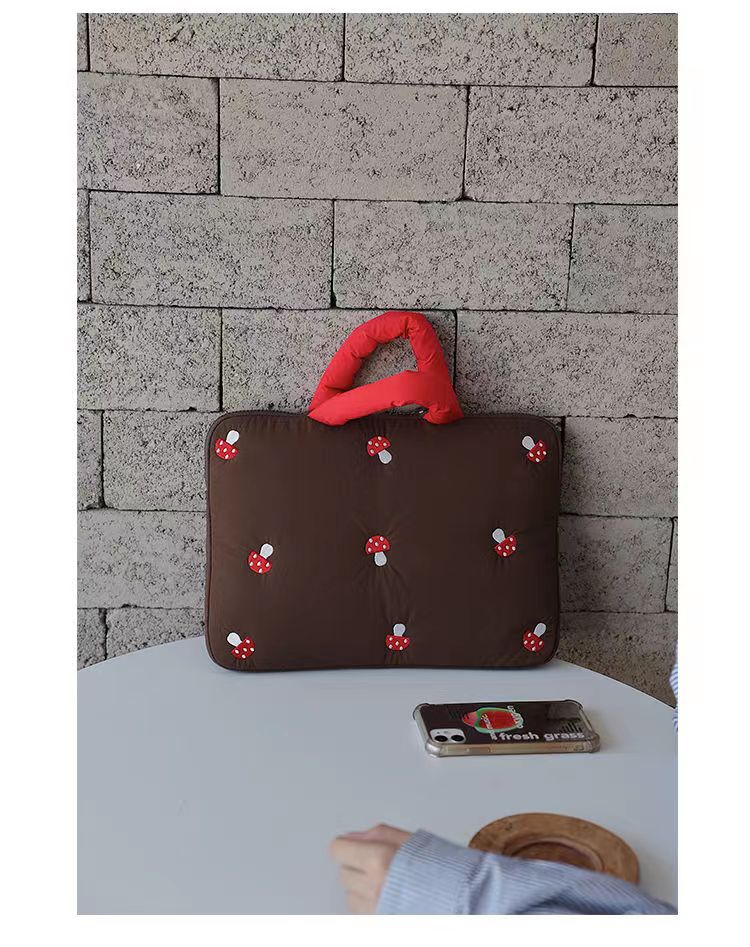 Picture of Little Mushroom Contrast Color Notebook Shockproof Computer Bag for Women Suitable for Apple 14inch 16inch Handbag iPad Storage