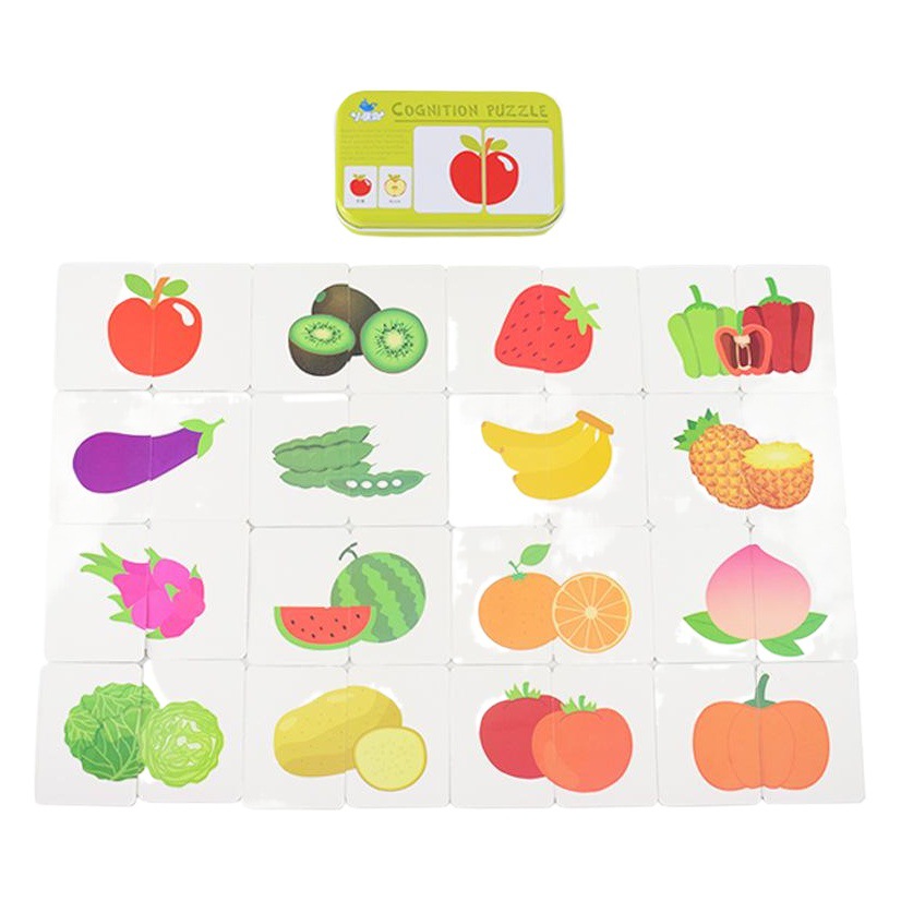 Children's Baby Enlightenment Early Education Toy Iron Box Early Education Matching Cognitive Card Cartoon Cute Tear Can't Rip Literacy Card